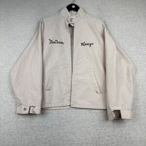 Vintage JCPenney Datsun Destiny Truckers So Cal Work Jacket Tan XL Raglan